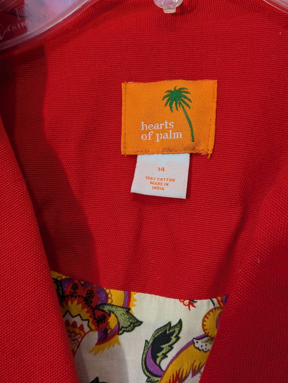 NWT Hearts Of Palm Blazer Jacket Embroidered Tropical Floral Red Sz 14 Beach VTG - Picture 12 of 14